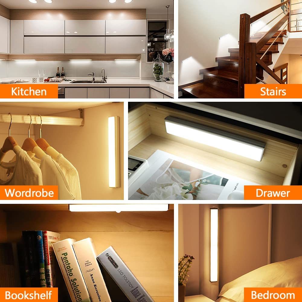 TUODI sensor light applications: kitchen, stairs, wardrobe, drawer, bookshelf, bedroom
