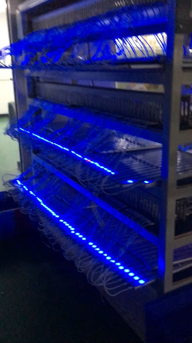 LED ageing rack running blue light bars