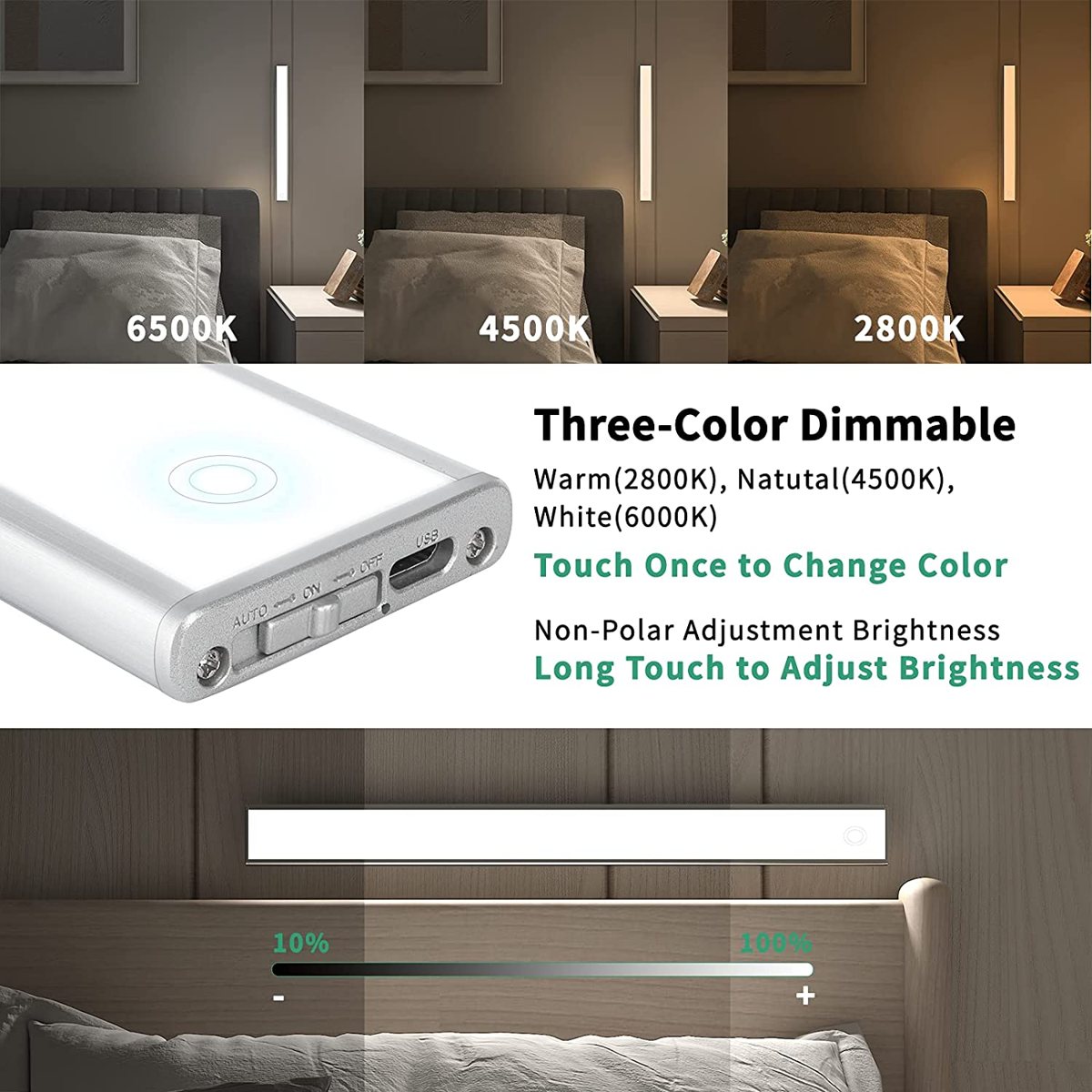 TDL-6110WB three colour temperatures: 2800K, 4500K, 6000K