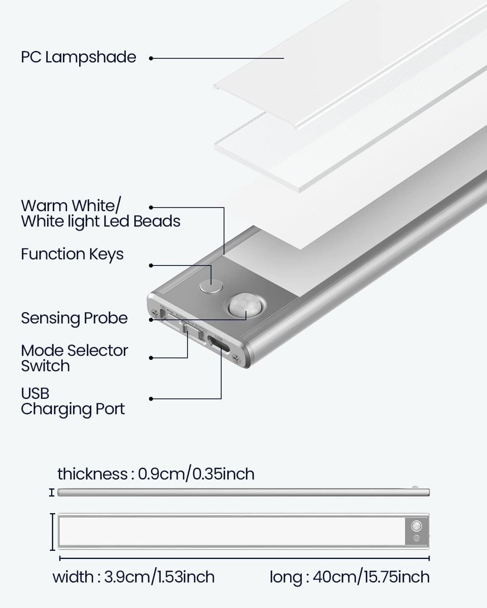TUODI TDL-6110X rechargeable PIR sensor cabinet light construction