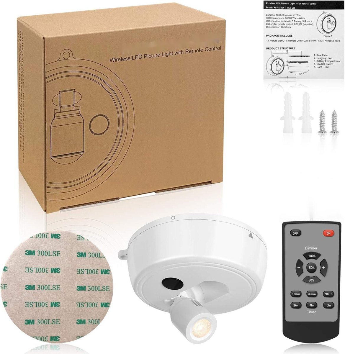 TDL-7134 wireless picture light retail kit with remote control
