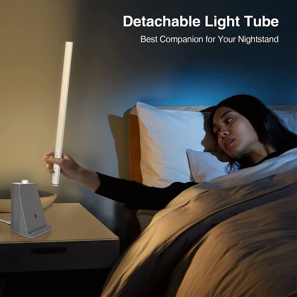 TDL-8192 detachable light tube used as a nightstand lamp