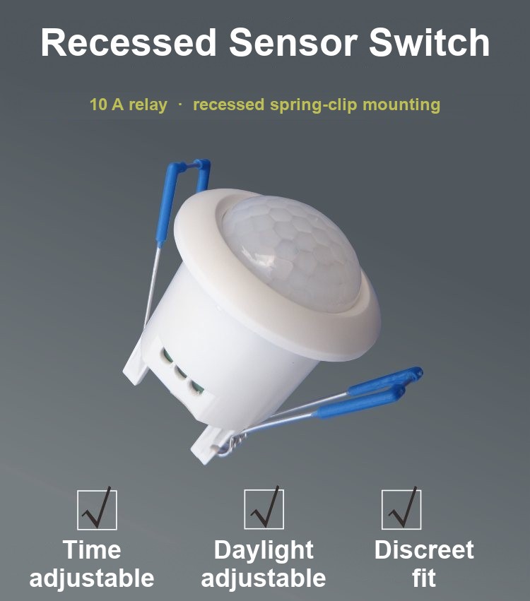 TUODI TDL-9956J recessed ceiling PIR sensor switch with spring clips